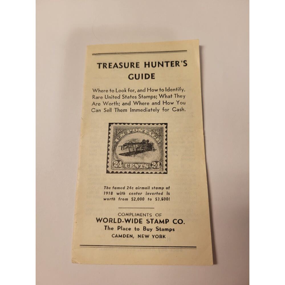 Vintage 1939 Treasure Hunter's Guide Booklet World Wide Stamp Co./ Stamp Collect